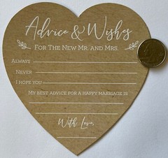 BROWN/WHITE ADVICE & WISHES Die-Cut HEARTS W/Love(12pc) Kate Aspen•Always•Never•