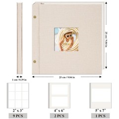 10×10 Inch Linen Self Adhesive Photo Album with Window, 20 Pages Scrapbook fo…