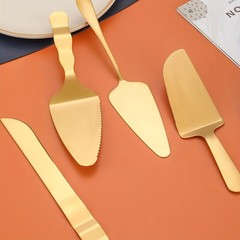 Golden Wedding Cake Knife & Server, Dishwasher Safe, for Party & Daily Use