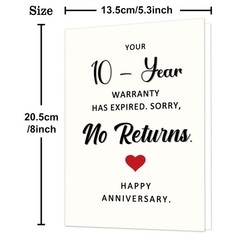Funny 10 Year Anniversary Card,10th Wedding Anniversary Card Gifts for Him He…