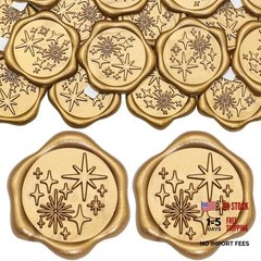 50 Star Wax Seal Stickers – Antique Gold Self Adhesive – 50 Stars