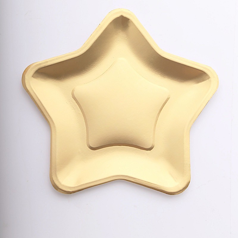 25 Matte Gold 9″ Star Shaped Paper Salad Dinner Plates Party Events Decorations
