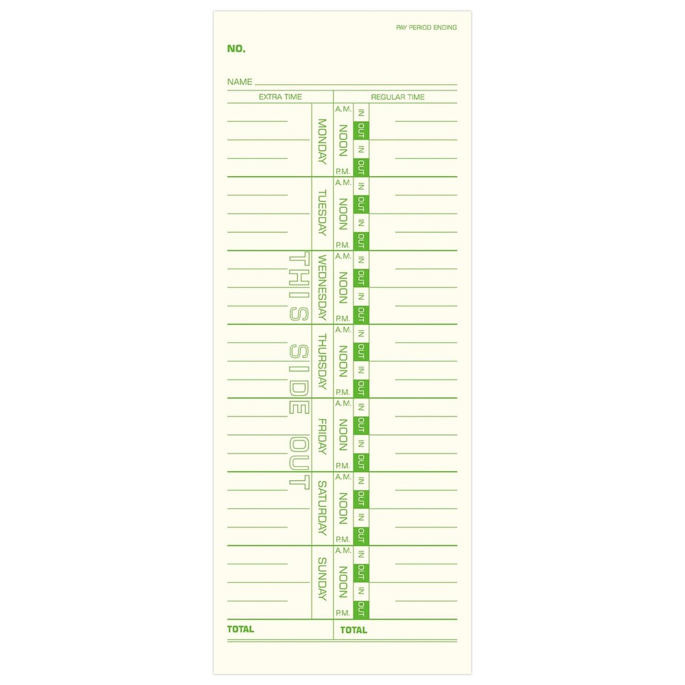 Weekly Time Cards 1-Sided, 3-1/2″ x 9″, Named Days, 100-Count,Time Cards for …
