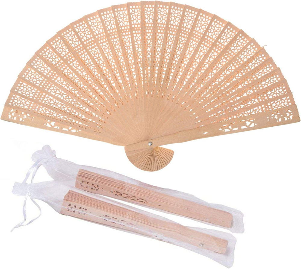 SL crafts Wooden Hand Fan Held Folding with Gift Bags Wedding…