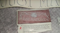 JUST MARRIED BANNER WHITE & SILVER BELL DESIGN ON CLEAR PLASTIC 24×8 WEDDING #24