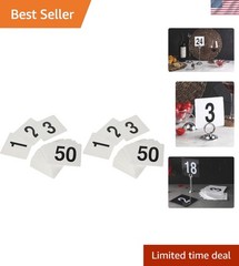Pre-Printed Plastic Table Numbers 1-50, 4×4 Inches, 2-Pack for Easy Event Setup
