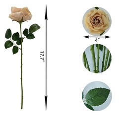 ATFL 12 Pcs Fall Silk Champagne Roses，Flower Diameter 4 »,Artificial Ros