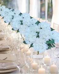 6PCS Premium White Hydrangea Artificial Flowers Bouquets, Ivory Silk Hydrangea
