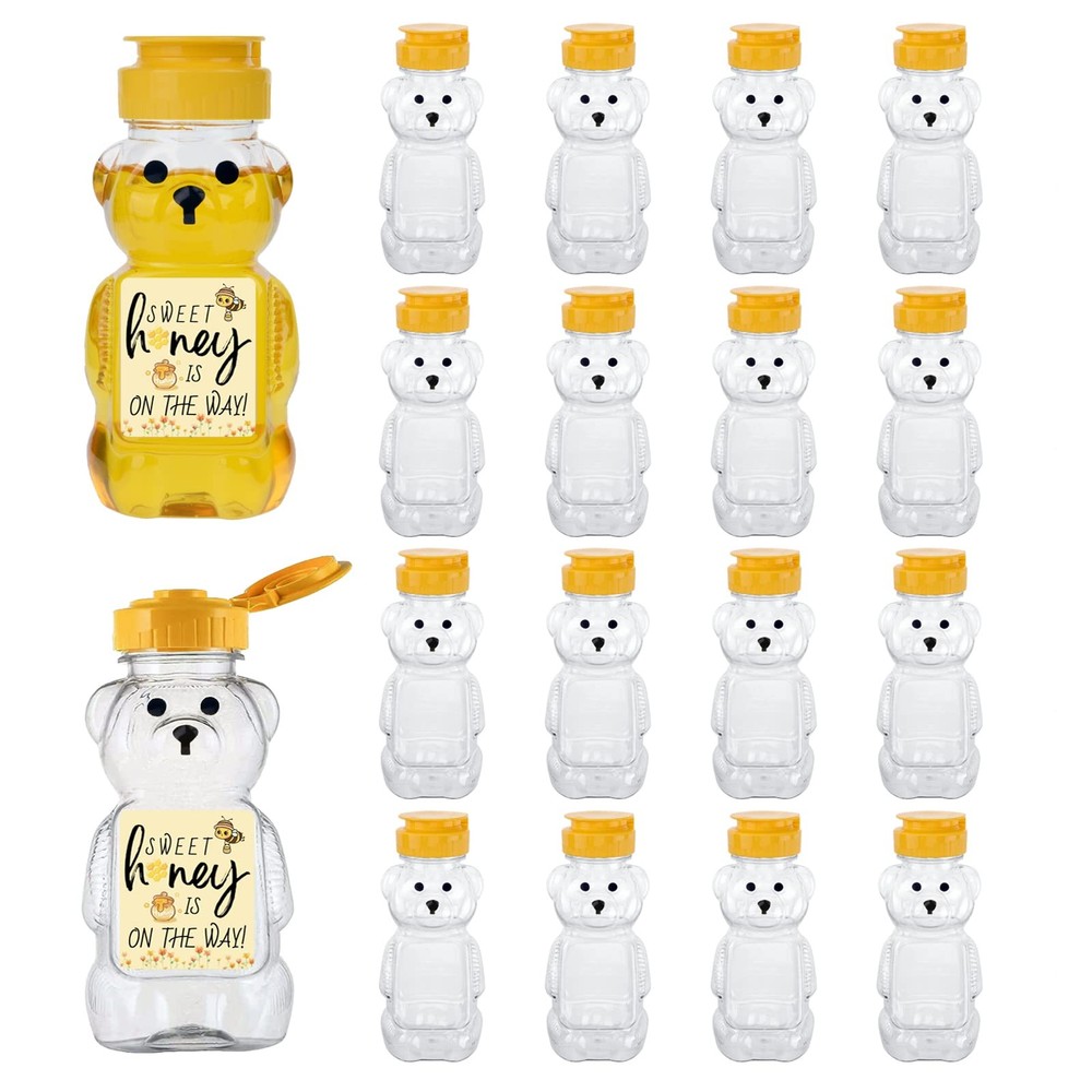 MOLADRI 18 Pack Plastic Bear 4.8 inches (Height), 5 fl oz (Capacity), Yellow