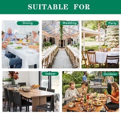 Biscaynebay Textured Fabric Round Tablecloths 108″, White Water Resistant Tab…
