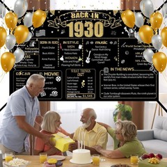 96th Decorative Cloth for Women or Men, Birthday Banner With Holes, Built-in …