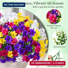 MARTINE MALL Artificial Flowers for Outdoors, 12 Bundles Realistic Fake Outdoor