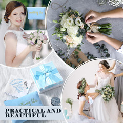 Something Blue Wedding Gift Set – Embroidered Handkerchief Angel Bouquet Charm B