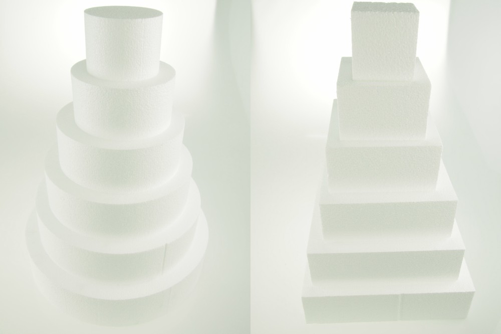 Foam EPS Dummy Cake Towers Display Stand Square Circle Layers Singles Wedding