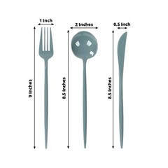60 DUSTY BLUE Heavy Duty Forks Spoons and Knives Set Party Disposable Tableware