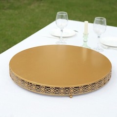 20 in Gold Metal Fleur De Lis Round CAKE STAND Dessert Display Pedestal Party