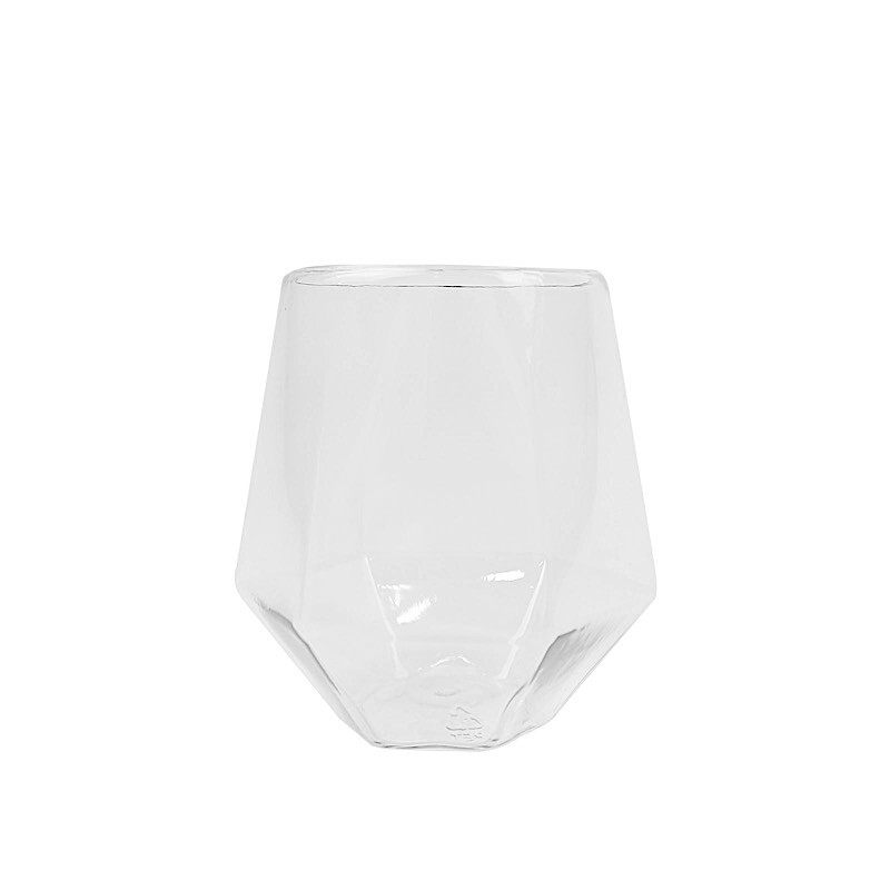12 Clear 12 oz Geometric Stemless Plastic Wine Glasses Party Events Decorations