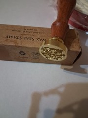 Vintage Wax «Good Luck » Seal Stamp, 25mm Brass Head and Wooden Handle Stamp