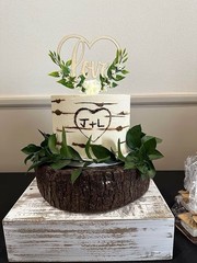 Rustic Wooden Wedding Cake Topper Love Heart Bridal Shower Decor 7×10”