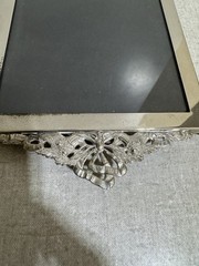 Wedding Invitation Holder / Feet Silver Plate Mirrors Tray Ballard Wall Art VTG