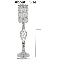 24in Wedding Centerpieces for Tables, 2pcs Silver Metal Diamond Crystal Weddi…