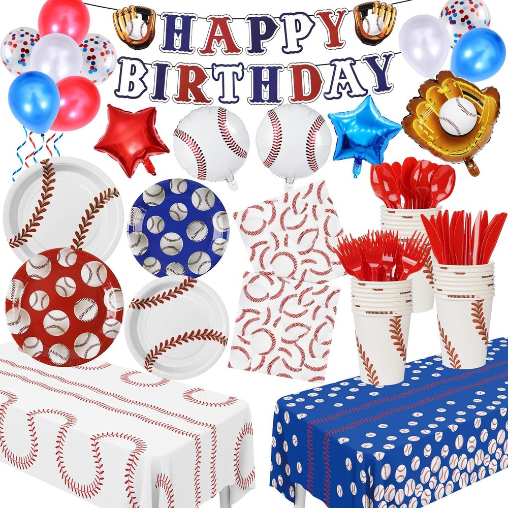 185 Pcs Baseball Party Decorations Baseball Birthday Party Decorations Serves…