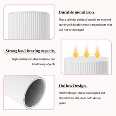 3Pcs Cylinder Pedestal Stands Metal Fluted Dessert Display Pillars for Wedding