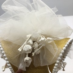 Vintage 60s Wedding Cake Topper Coast Novelty Co Bells Flowers Tulle Gold 6 inch
