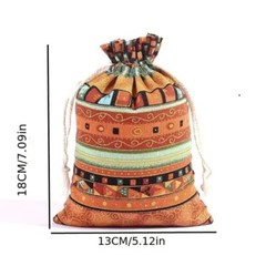 4 Egyptian Ethnic Style Jewelry Candy Pouch, Small Drawstring Gift Bag