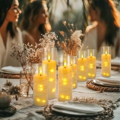 24 Pcs LED Flameless Candles with Remote, 3D Strip Light String-24Pack