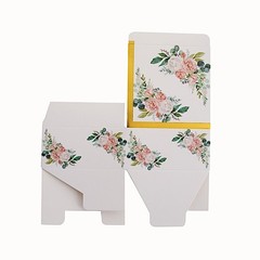 25 GOLD 4″ Party Favor BOXES Floral Printed Candy Gift Holders Events Supplies