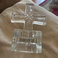 Clear Glass Cross Votive Tea Light Candle Holder With Candle
