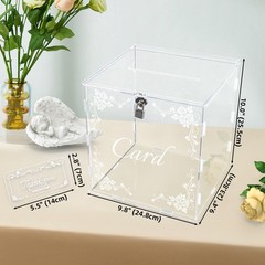 Clear Acrylic Wedding Card Box Slot Lock Large Gift Reception Anniversary