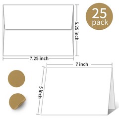 Blank Cards With Envelopes 5×7 – 25 Pack Cardstock and Envelopes, Blank Thank…