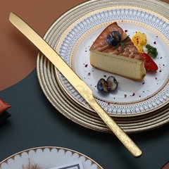 Gold Wedding Cake Knife and Server Set, Titanium Gold Plating with Unique Pat…