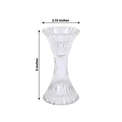 2 Clear 5 in Hour Glass Reversible Pillar and Taper Candle Holders 5″,
