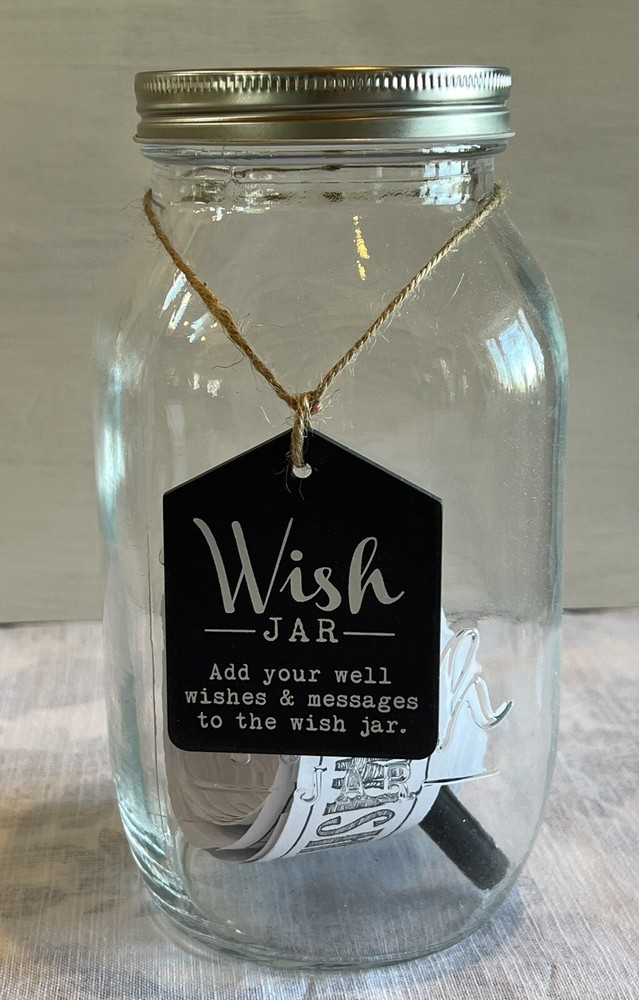 Wish Jar Wedding Prayers Birthday Special Occasion Keepsake Jar New Cards & Pen