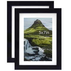 Picture Frames 5×7 Black Photo Frames Display 4×6 Pictures with Mat for Desk …