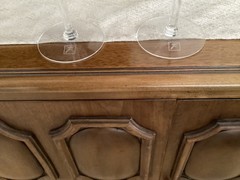 2 Large Wedding Etched Flemings Water Goblets/Wine Glasses Bride & Groom