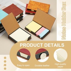 PATIKIL 140 Sheets Leather Sticky Notes Holder, 10inch Post Black