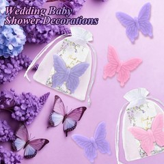 Dunzy 100 Sets Butterfly Theme Baby Shower Favors for Guests Purple, Pink