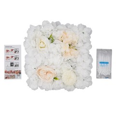 12PCS White Silk Artificial Flower Wall Panels Backdrop With 100 Cable Ties