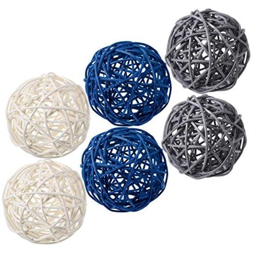 Yaomiao 6 Pieces Wicker Rattan Balls – Decorative Orbs Vase Fillers