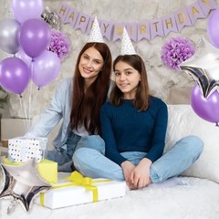 Birthday Decorations for Girls and Silver Lavender Party Decor Kit for Purple