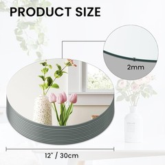 12″ Round Mirror Centerpieces Tables 12Pcs Glass Mirror Trays Wedding Party