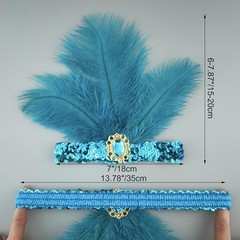 Showgirl Feather Headpieces 1920s Flapper Headbands 2pcs Costume Peacock Blue