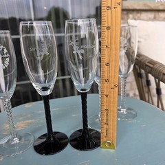 Wedding Champagne Flute Set 5 Pc Bride Groom Mother Father Toasting Glasses