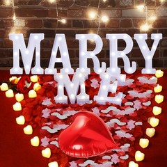 Marry Me Light Up Letters Proposal Decorations Sign 24 White
