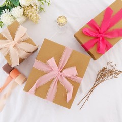 3 Rolls Nude Pink Chiffon Ribbon – 1 inch x 5 Yards, Silk Fabric for Gift Wra…