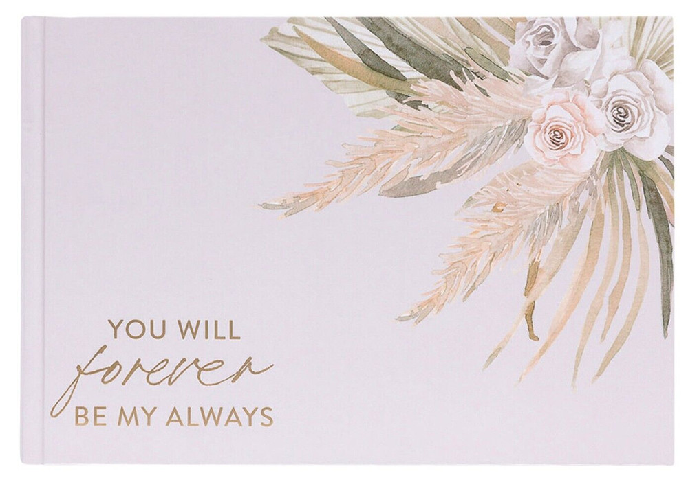 WEDDING GUEST BOOK wishes signatures traditional gold floral gift bride FREE PEN